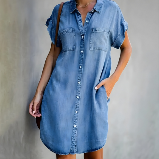 Aurora - Baumwoll-Denim Hemdkleid